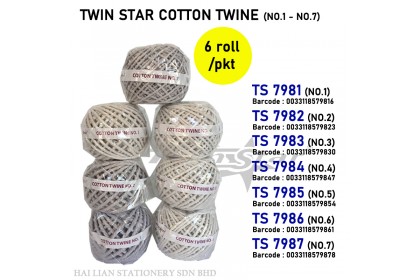 Twin Star Cotton Twine (6 rolls/PKT) Twin Star Cotton Twine (6 rolls/PKT)